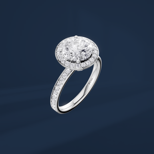 Anillo de Compromiso de Platino PT950 con Halo de Diamantes Redondos Brillantes para Mujer, con Diamantes Naturales Certificados por IGI, Estilo Clásico - Product Image 1