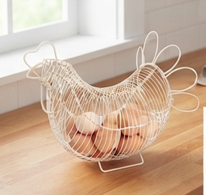 Premium Metal Wire Egg <b>Basket</b> With Handles For Food Storage Bird Design Kitchen Organizer Stylish Home Accent - Product Image 6