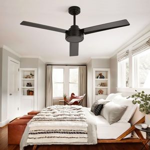 52-Inch Outdoor <b>Black</b> Farmhouse <b>Ceiling</b> <b>Fan</b> with 3 ABS Blades and Remote Control 6-Speed Reversible DC Motor - Product Image 6