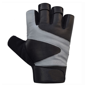 <b>Half</b> Finger Gym Gloves PU Leather Mesh Breathable Non <b>Slip</b> Adjustable Wrist Strap for Weight Lifting Fitness Workout Unisex - Product Image 4