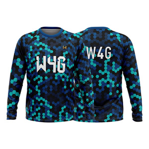 Chemise à manches longues à col rond avec motif géométrique jaune personnalisé, impression de logo sur le devant, polyester à séchage rapide, haut de sport pour homme - Product Image 6