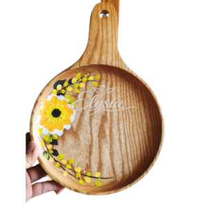 Wholesale Hand <b>Painted</b> Wooden Serving Tray Natural <b>Wood</b> Tray with Handle Decorative Floral Design Home Kitchen Dining Table - Product Image 3