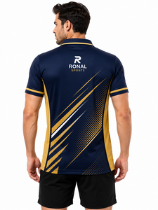 Custom Navy Gold Sublimation <b>Polo</b> Shirt Men Quick Dry Polyester Golf Sports Team Uniform Breathable Performance <b>Polo</b> OEM factory - Product Image 4