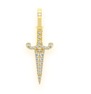 Pendentif poignard Iced Out finition or Moissanite VVS, style épée, collier de luxe Hip Hop, bijou fantaisie pour homme - Product Image 1