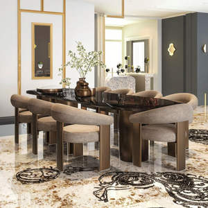 Ensemble de table à manger en teck massif moderne et luxueux, fait à la main, durable, avec 10 chaises, ensemble de meubles de salle à manger contemporains - Product Image 6