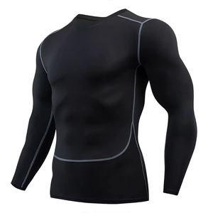 Men's Full Sleeve Rash Guard <b>Black</b> Quick Dry Spandex Polyester <b>Compression</b> <b>Shirt</b> - Product Image 2