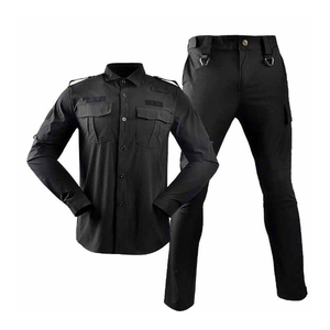 Ensemble uniforme de sécurité pour hommes en polyester et coton, chemise de travail et pantalon cargo, haute qualité, pour l'été, usage professionnel, couleur et logo personnalisables - Product Image 1