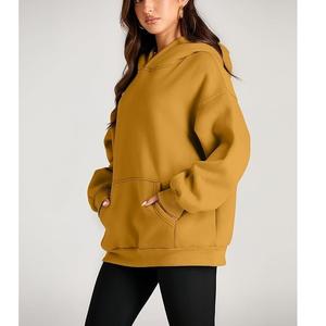 Luxury Quality Oversized Cotton <b>Hoodie</b> for Women Custom Design with Low MOQ Heavyweight Knitted Front Logo Long Clothing BD - Product Image 5