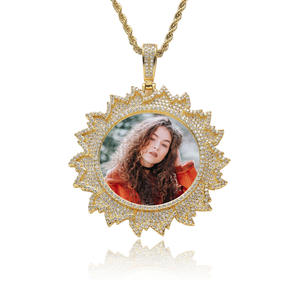 Colgante de Moissanita en Forma de Corazón para Foto, Collar Personalizado de Plata Esterlina Redondo Estilo Hip Hop, Amuleto de Recuerdo Personalizado - Product Image 2