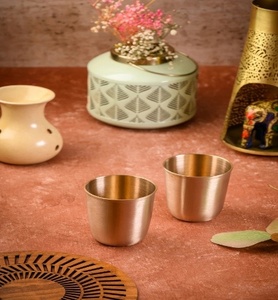 Copper Glass Exporter Ayurvedic Drinking Water Cup Bulk Metal <b>Drinkware</b> Supplier - Product Image 3