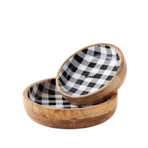 Bol au design contemporain, bol à salade en bois d'acacia personnalisé, bol fait main pour la maison et les fêtes, bol de service durable - Product Image 1