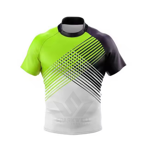 Camiseta de Rugby Sublimada para Hombre, Manga Corta, Corte Atlético, Absorbe la Humedad, Estampado Geométrico, Ropa Deportiva para Todas las Temporadas - Product Image 2