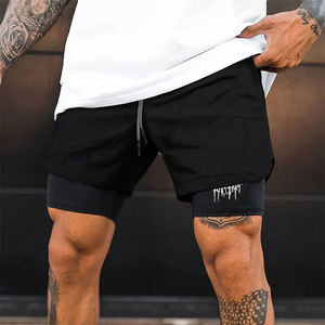 Pantalones cortos de doble capa para hombre, pantalones cortos de doble capa para correr, de secado rápido, de US Apparel - Product Image 5