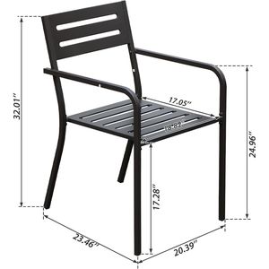 4 pezzi di metallo resistente Patio sedie da pranzo Set bracciolo ergonomico impilabile mobili da giardino per esterni neri - Product Image 5