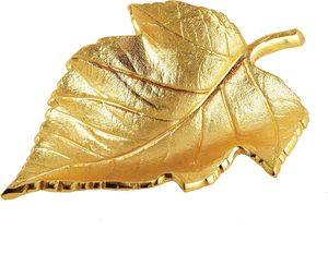 Bandeja decorativa con forma de hoja dorada, bandeja de metal con forma de hoja, bandeja de lujo, bandeja de diseño, bandeja moderna, bandeja elegante - Product Image 6