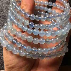 Cuentas de piedras preciosas de aguamarina azul lechoso natural, cuentas redondas sueltas, medio hilo para la fabricación de joyas, manualidades DIY - Product Image 1
