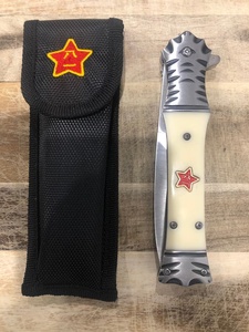 Navaja Plegable Hecha a Mano con Hoja de Acero de Damasco, Apertura Deslizante, Mango de Hueso Personalizado, Grado Industrial, Garantía de 3 Años, para Camping - Product Image 2