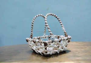 ที่ใส่ผ้าเช็ดปากบนโต๊ะในฟาร์มแบบเรียบง่ายเชือกปอกระเจาพร้อมสีขาวและที่จับตะกร้าเก็บของ - Product Image 4