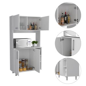 Set da cucina in 2 pezzi in bianco e onice, isola cucina e mobile dispensa - Product Image 6