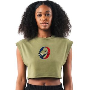 Camiseta Deportiva Corta sin Mangas para Mujer, Color Verde Oliva, de Algodón, para Gimnasio, Fitness, Entrenamiento, Ejercicio, Deportes - Product Image 1