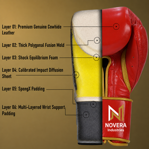 Gants de boxe en cuir de vachette personnalisés pour entraînement sur sac de frappe, kickboxing, sparring, avec large sangle de poignet, gants de sport professionnels - Product Image 4