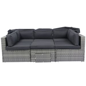 Set di Mobili da Giardino in 7 Pezzi con Tettoia Retrattile, Divano Sezionale in Rattan Intrecciato, Cuscini Lavabili, Arredamento da Giardino LA - Product Image 1
