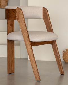 Scandinavian Solid Teak Wood <b>Dining</b> <b>Chair</b> with Upholstered Back and Seat Modern Furniture - Product Image 2
