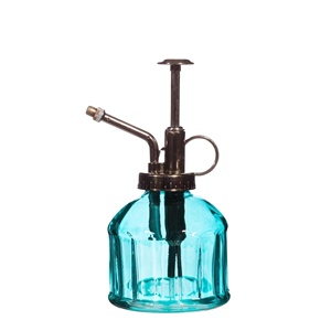 Pulvérisateur de brumisateur de plantes en verre turquoise de haute qualité de luxe avec buse en laiton antique pour les plantes succulentes arrosage des plantes d'intérieur - Product Image 1