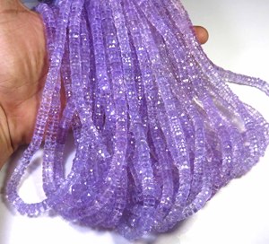 Beautiful Natural Blue Pink Green Amethyst Heishi Faceted Drilled Gemstone Beads Jewelry Making <b>Top</b> Grade 6mm Sizes - Product Image 3