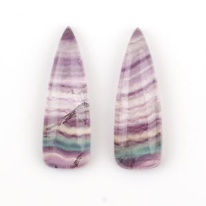 Cabujón de Fluorita Púrpura Natural, Corte Trillón Largo 10x30mm, Base Plana, Calibrado, Gema Suelta para Joyería DIY, Suministros al por Mayor - Product Image 1