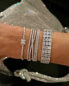 Lab Grown Diamond Tennis <b>Bracelet</b> Three Row Baguette Cut IGI Certified 10k 14K 18K <b>Solid</b> Gold Box Clasp Luxury Jewelry - Product Image 6