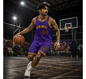 Maillot de basket authentique 2025, logo d'équipe personnalisé, impression numérique, broderie 3D, violet, noir, rayures fines, noir-or, unisexe - Product Image 6