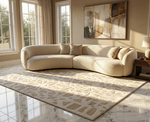 Alfombra Contemporánea de Alta Calidad Hecha a Mano en Lana, Color Beige y Verde, Alfombra Moderna para el Hogar, Apta para Mascotas, Antideslizante, Regalo de Navidad - Product Image 1