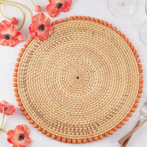 OEM ODM Available Round Rattan Placemat and Charger <b>Plates</b> From Vietnam Factory for Dining Table Set of <b>Mats</b> & Pads - Product Image 5