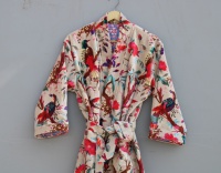 Kimono de luxe unisexe à imprimé oiseaux indiens, style bohème, robe de chambre et robe de plage pour femme en velours