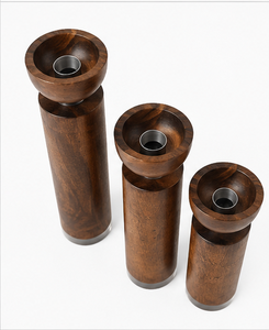 Ensemble de 3 porte-bougies en bois massif faits à la main, support de bougie en bois rustique, centre de table, décoration d'intérieur - Product Image 3