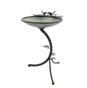 Bain d'oiseaux suspendu en métal bleu sarcelle avec ornement libellule, bassin d'eau suspendu pour jardin extérieur, mangeoire pour oiseaux sauvages avec chaîne - Product Image 6