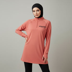 Haut à manches longues pour femmes musulmanes, avec trous pour les pouces, confortable, respirant, élégant, vêtements modestes, style décontracté, pour les activités sportives - Product Image 1