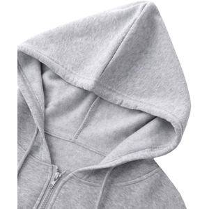 Ensemble de survêtement gris à capuche pour femme, manches longues, couleur unie, décontracté, respirant, coupe ample, avec fermeture éclair sur le devant, idéal pour l'automne - Product Image 5