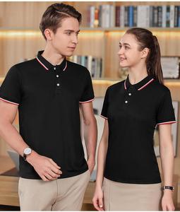 เสื้อเชิ้ตผู้ชายสีดำพิมพ์โลโก้ตามสั่ง เนื้อผ้าถัก ระบายอากาศได้ดี ทรงปกติ ปกคอปก แขนสั้น สวมใส่สบาย - Product Image 3