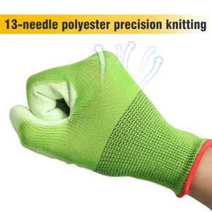 Guantes de Trabajo de Poliéster Recubiertos de Nitrilo PU, Transpirables, Ligeros, con Agarre, Guantes de Seguridad para Uso Industrial, Automotriz y de Jardinería - Product Image 6