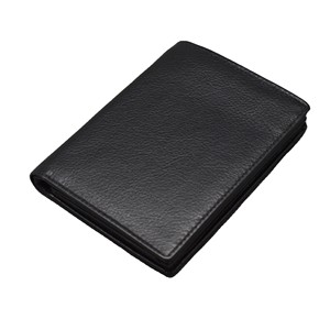 Men's Genuine Leather Slim <b>Trifold</b> <b>Wallet</b> Open Closure Black Fashion Minimalist Design Daily Use Polyester RFID Protection - Product Image 4