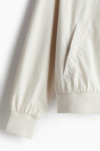 <b>Men's</b> <b>Cream</b> Bomber <b>Jacket</b> Stand Collar Zipper Closure Casual Solid Color Regular Fit - Product Image 3