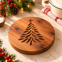 Sous-plats de Noël en bois de 10 pouces, rondes et rustiques, pour plats chauds, théières et casseroles, pour comptoir de cuisine, vente en gros