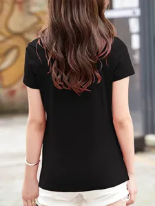 Camiseta Elegante de Fibra Natural de Alta Calidad, Suave, Formal, para Mujer, Algodón Mercerizado con Acabado Brillante, Estilo Casual Elegante para Negocios - Product Image 2