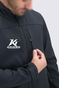 Manteau uniforme pour le personnel administratif des écoles, en tissu softshell résistant à l'eau de couleur noire, design professionnel et fabrication OEM - Product Image 3
