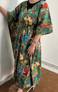 Vestido Kaftán de Algodón Estampado Floral para Mujer, Corte Holgado y Estilo Veraniego - Product Image 3