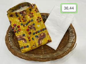 Ensemble Kurta et Pyjama en Soie Banarasi Brodé, Motif Imprimé Fantaisie, Longueur Genou, Multicolore, pour Fête / Soirée - Product Image 6