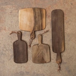Planche à découper ronde en bois avec poignée, plateau de service pour romarin, ail et sel, bloc de découpe de cuisine - Product Image 3