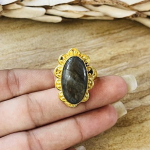 Unique Latest Labradorite Brass <b>Ring</b> 18k <b>Gold</b> Plated <b>Cocktail</b> Floral <b>Ring</b> Statement Gemstone Vintage <b>Ring</b> Women Wholesale <b>Ring</b> - Product Image 2